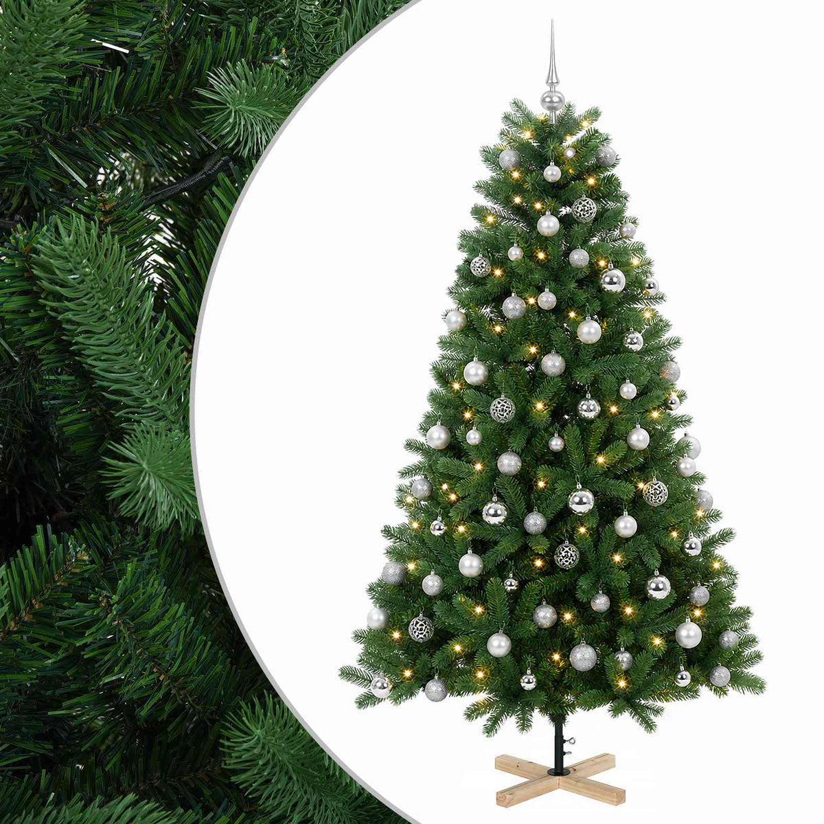 vidaXL Artificial Christmas Tree with Bauble 180 cm 300 LEDs