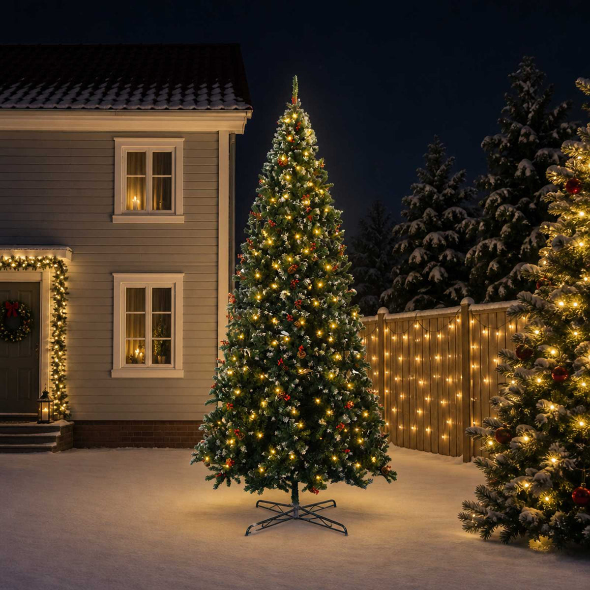 vidaXL Artificial Hinged Christmas Tree 500 cm 900 LEDs Warm White