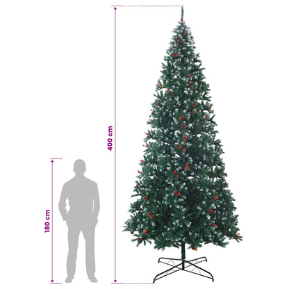 vidaXL Artificial Hinged Christmas Tree 400 cm 600 LEDs Warm White