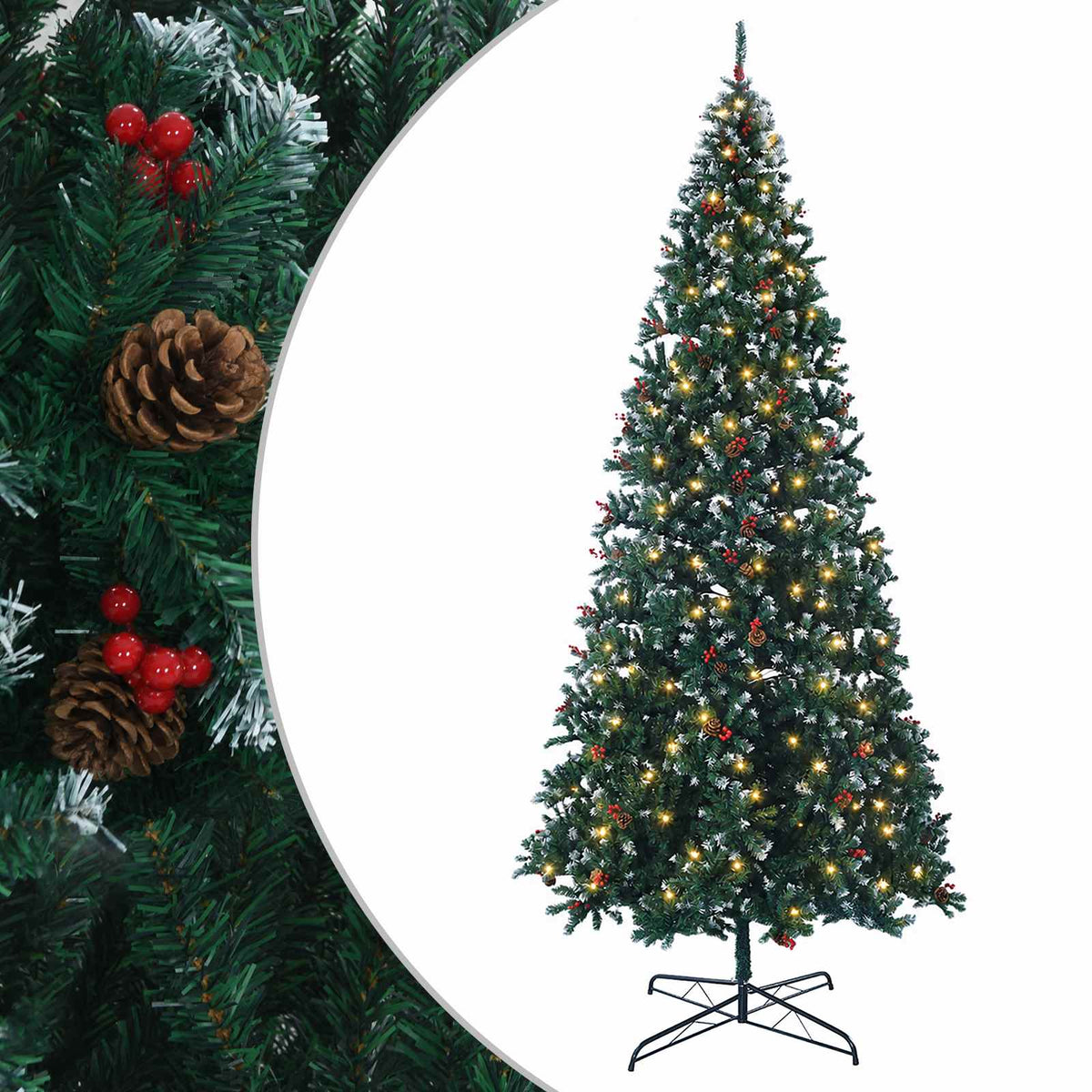 vidaXL Artificial Hinged Christmas Tree 500 cm 900 LEDs Warm White