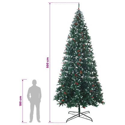 vidaXL Artificial Hinged Christmas Tree 500 cm 900 LEDs Warm White