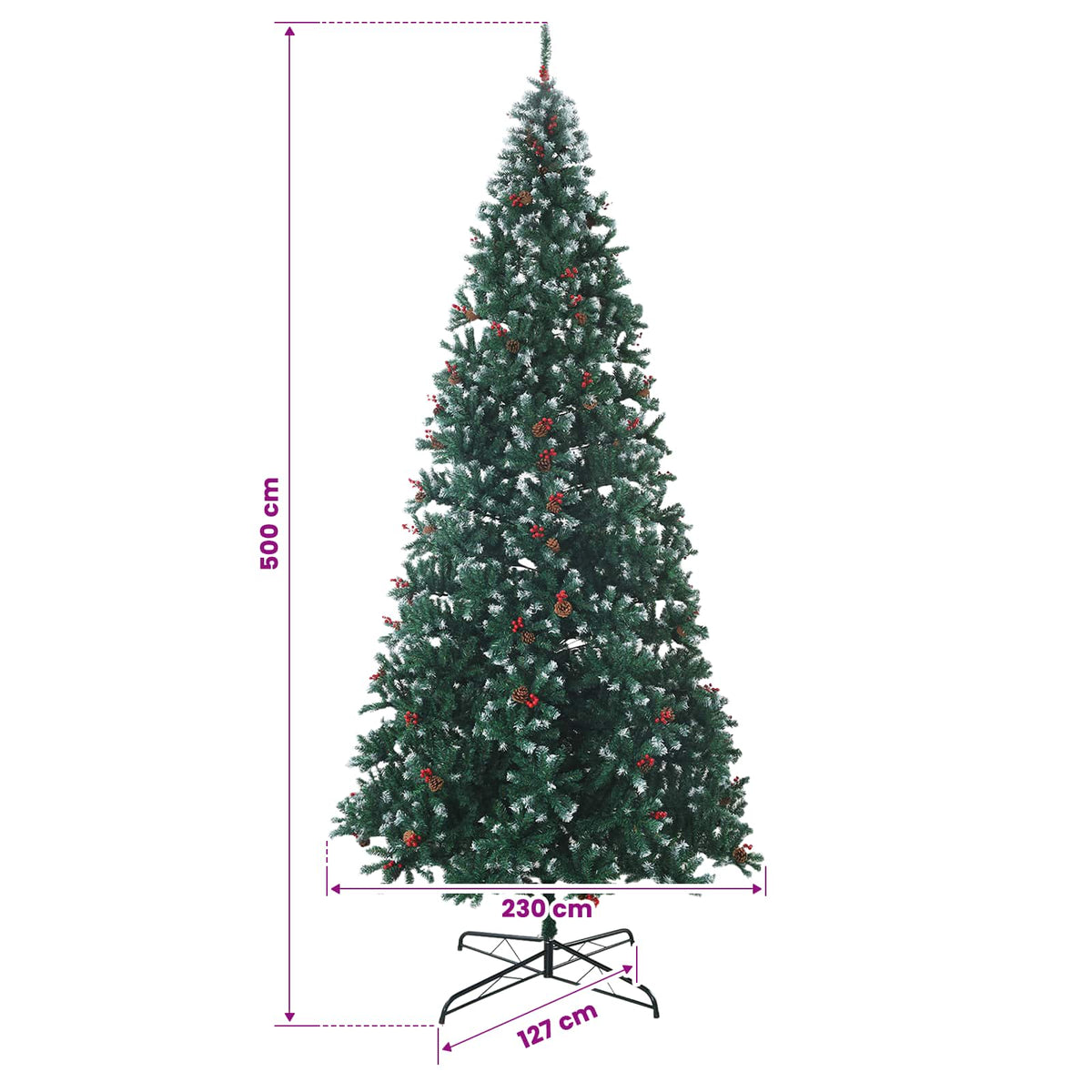 vidaXL Artificial Hinged Christmas Tree 500 cm 900 LEDs Warm White