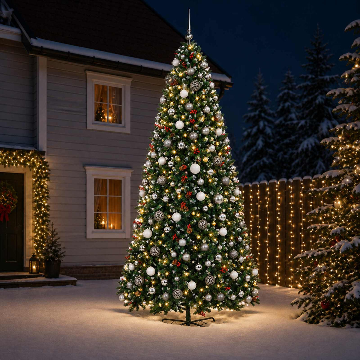 vidaXL Artificial Hinged Christmas Tree with Bauble 400 cm 600 LEDs