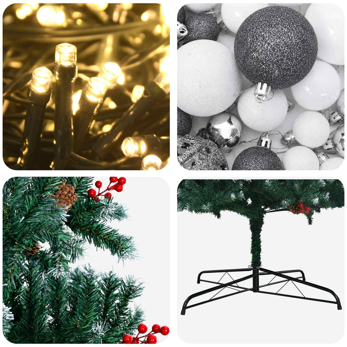 vidaXL Artificial Hinged Christmas Tree with Bauble 400 cm 600 LEDs