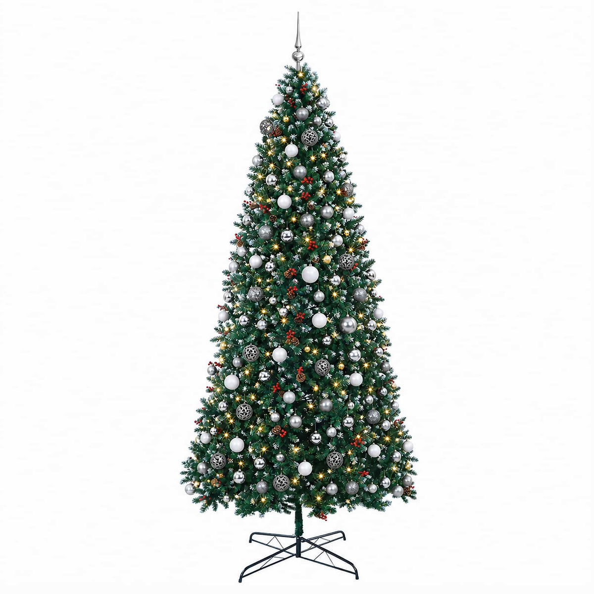 vidaXL Artificial Hinged Christmas Tree with Bauble 400 cm 600 LEDs