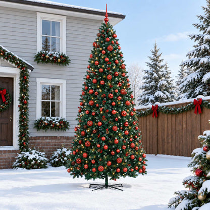 vidaXL Artificial Hinged Christmas Tree with Bauble 400 cm 600 LEDs