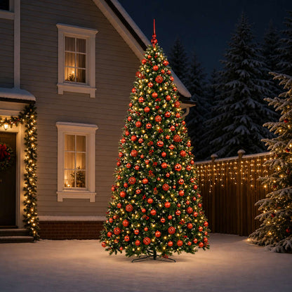 vidaXL Artificial Hinged Christmas Tree with Bauble 400 cm 600 LEDs