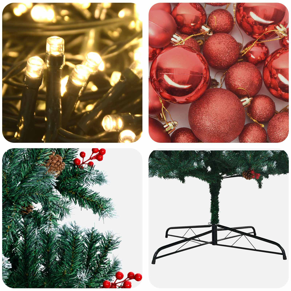 vidaXL Artificial Hinged Christmas Tree with Bauble 400 cm 600 LEDs