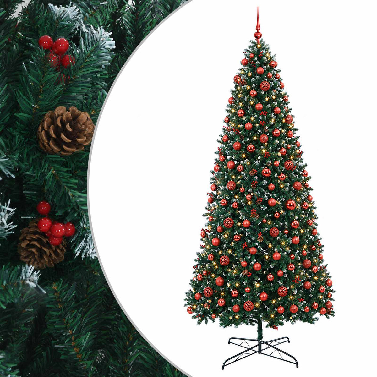 vidaXL Artificial Hinged Christmas Tree with Bauble 400 cm 600 LEDs