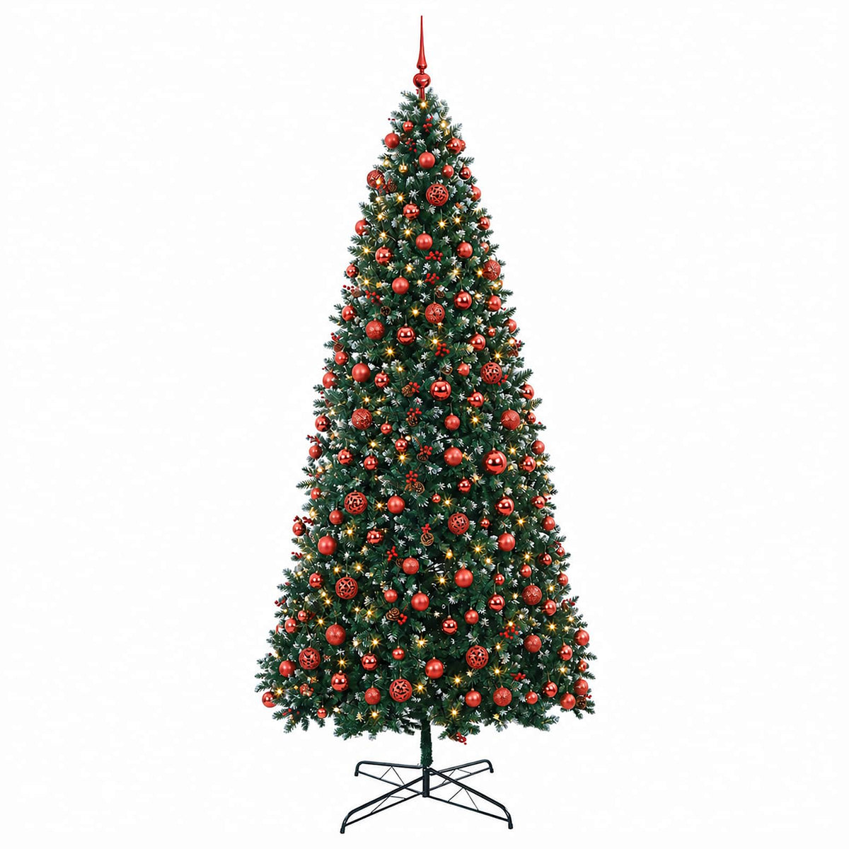 vidaXL Artificial Hinged Christmas Tree with Bauble 400 cm 600 LEDs