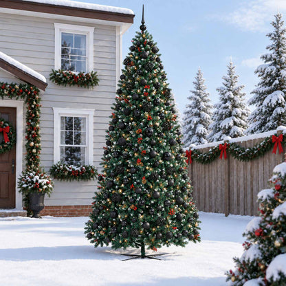 vidaXL Artificial Hinged Christmas Tree with Bauble 400 cm 600 LEDs
