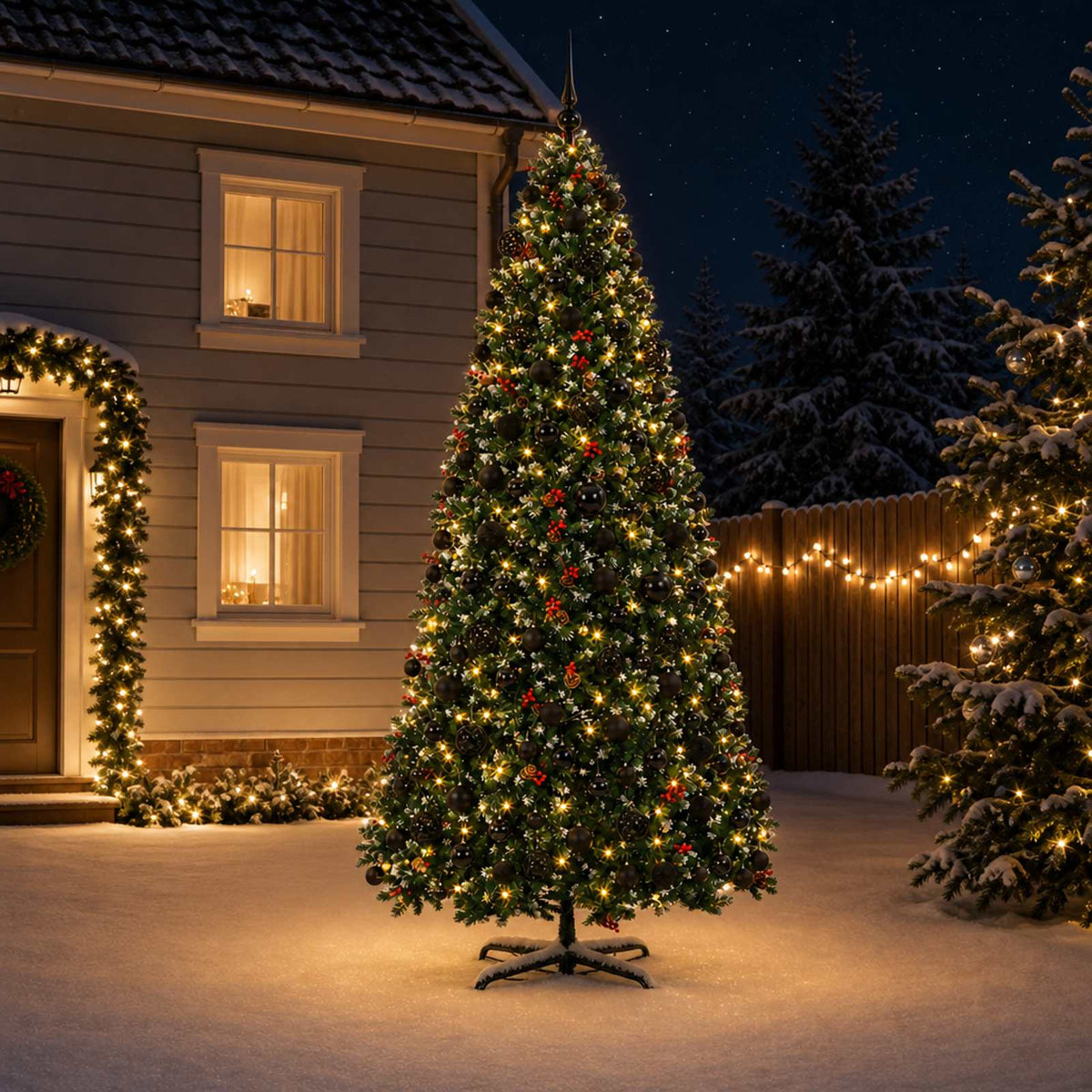 vidaXL Artificial Hinged Christmas Tree with Bauble 400 cm 600 LEDs