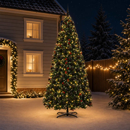 vidaXL Artificial Hinged Christmas Tree with Bauble 400 cm 600 LEDs