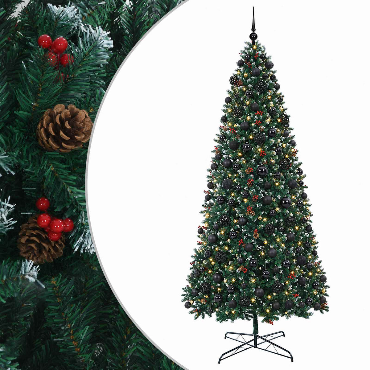 vidaXL Artificial Hinged Christmas Tree with Bauble 400 cm 600 LEDs
