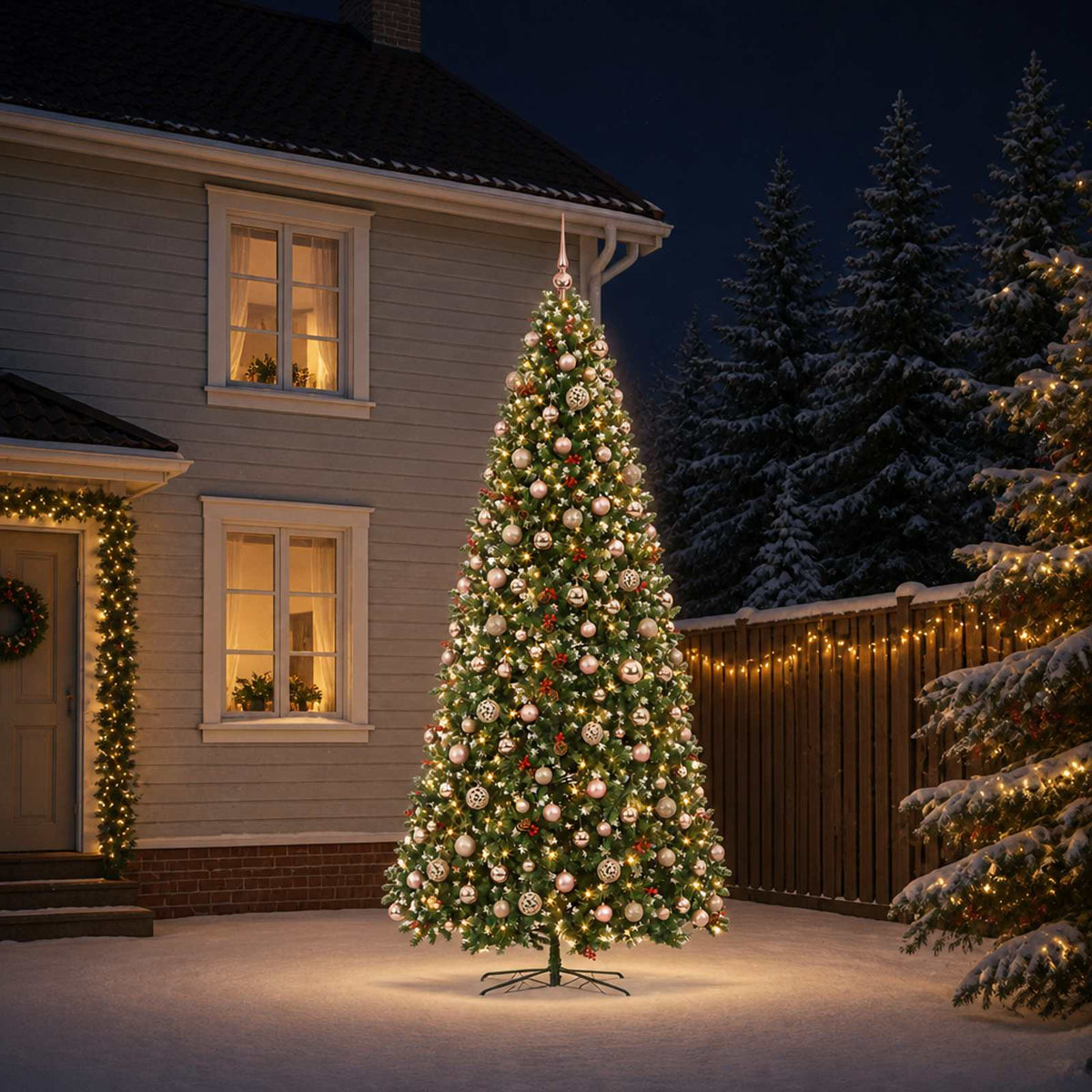 vidaXL Artificial Hinged Christmas Tree with Bauble 500 cm 900 LEDs