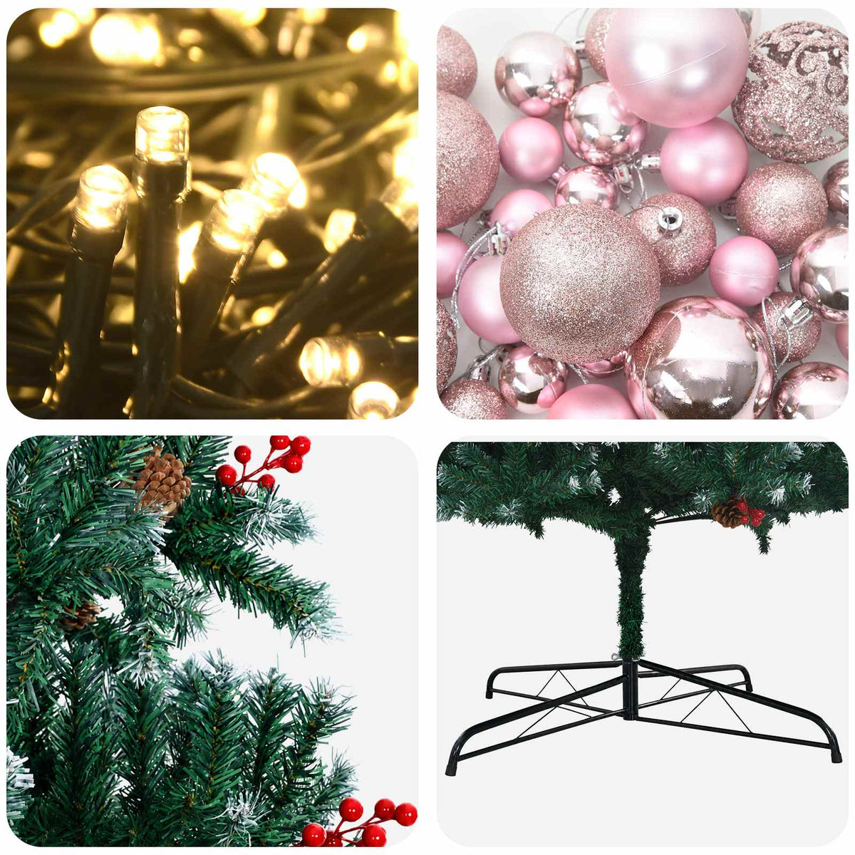 vidaXL Artificial Hinged Christmas Tree with Bauble 500 cm 900 LEDs