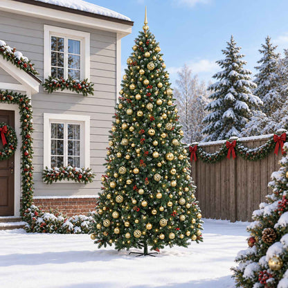vidaXL Artificial Hinged Christmas Tree with Bauble 400 cm 600 LEDs
