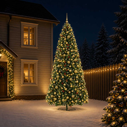 vidaXL Artificial Hinged Christmas Tree with Bauble 500 cm 900 LEDs