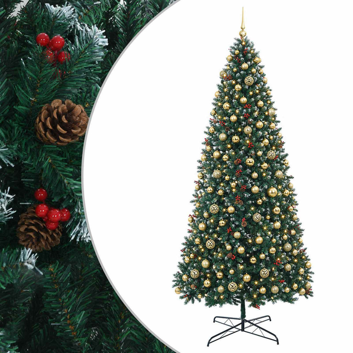 vidaXL Artificial Hinged Christmas Tree with Bauble 400 cm 600 LEDs