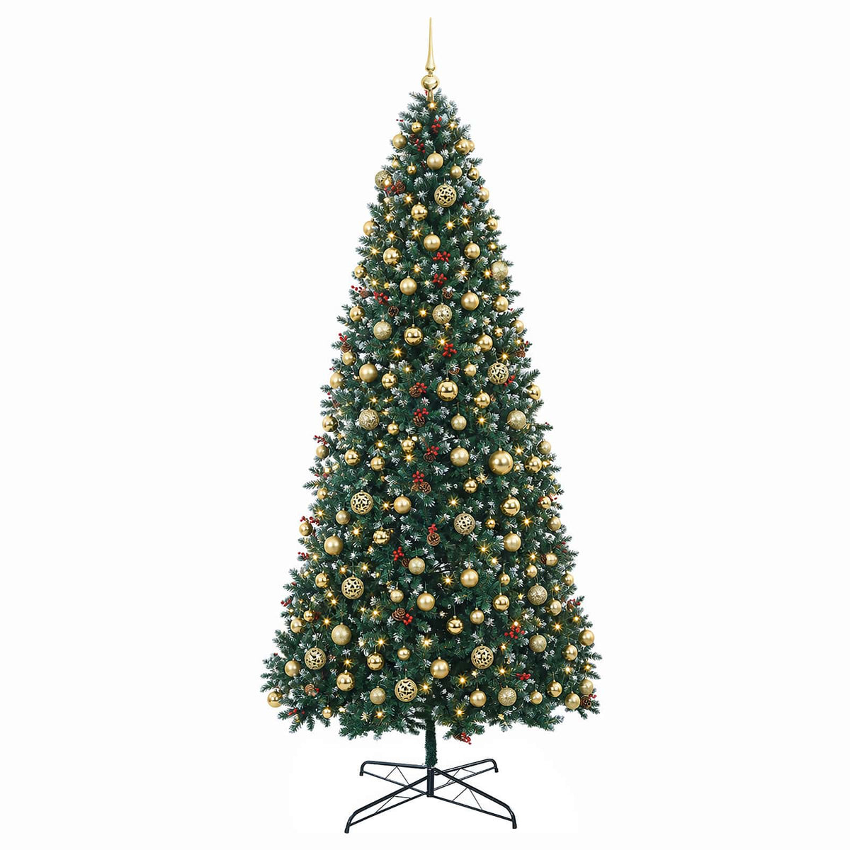 vidaXL Artificial Hinged Christmas Tree with Bauble 400 cm 600 LEDs