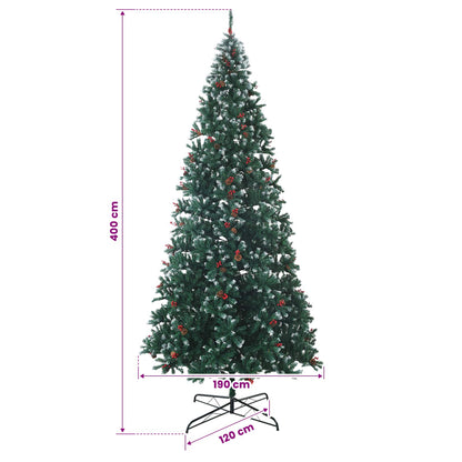 vidaXL Artificial Hinged Christmas Tree with Bauble 400 cm 600 LEDs