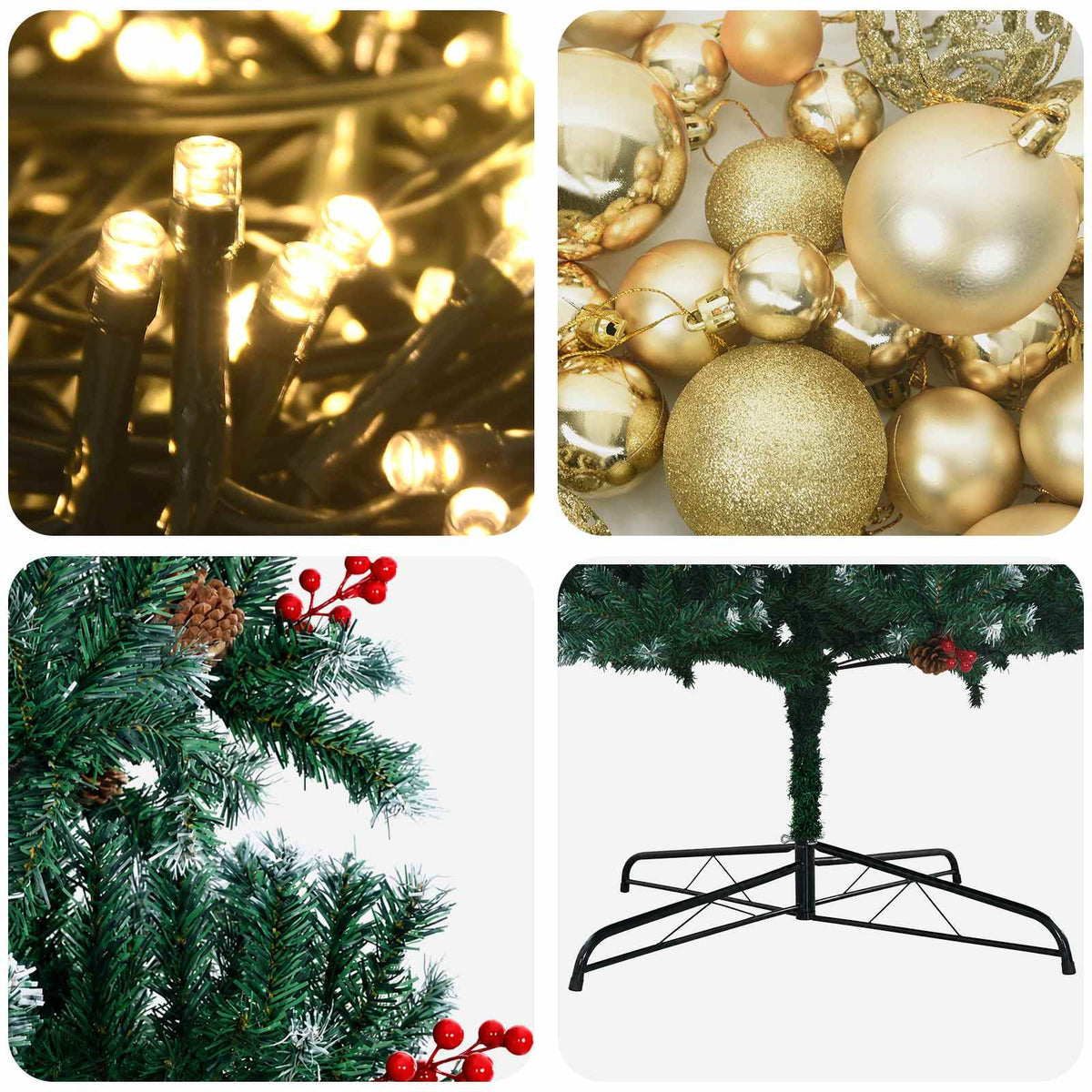 vidaXL Artificial Hinged Christmas Tree with Bauble 500 cm 900 LEDs