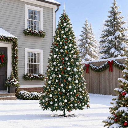 vidaXL Artificial Hinged Christmas Tree with Bauble 400 cm 600 LEDs