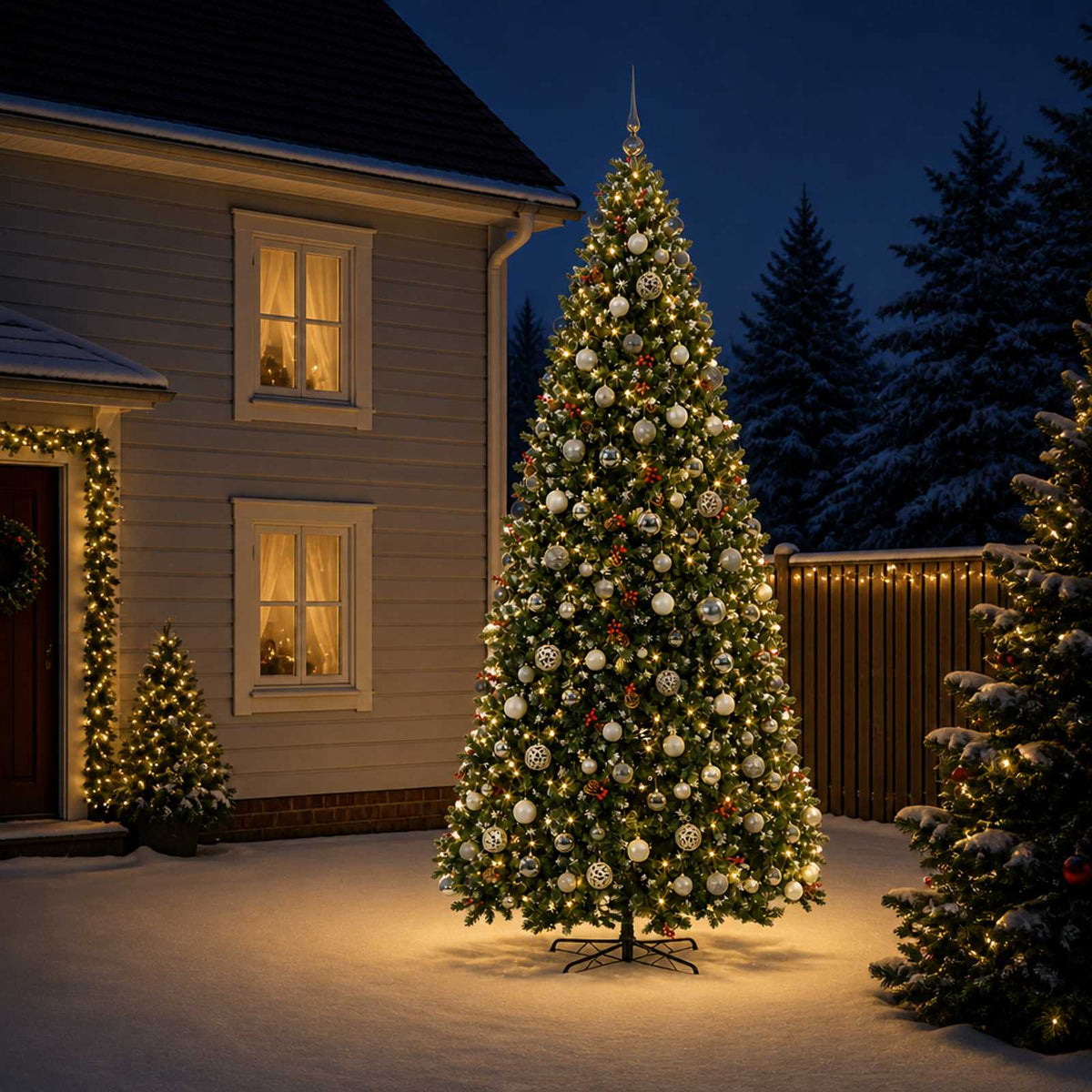 vidaXL Artificial Hinged Christmas Tree with Bauble 500 cm 900 LEDs