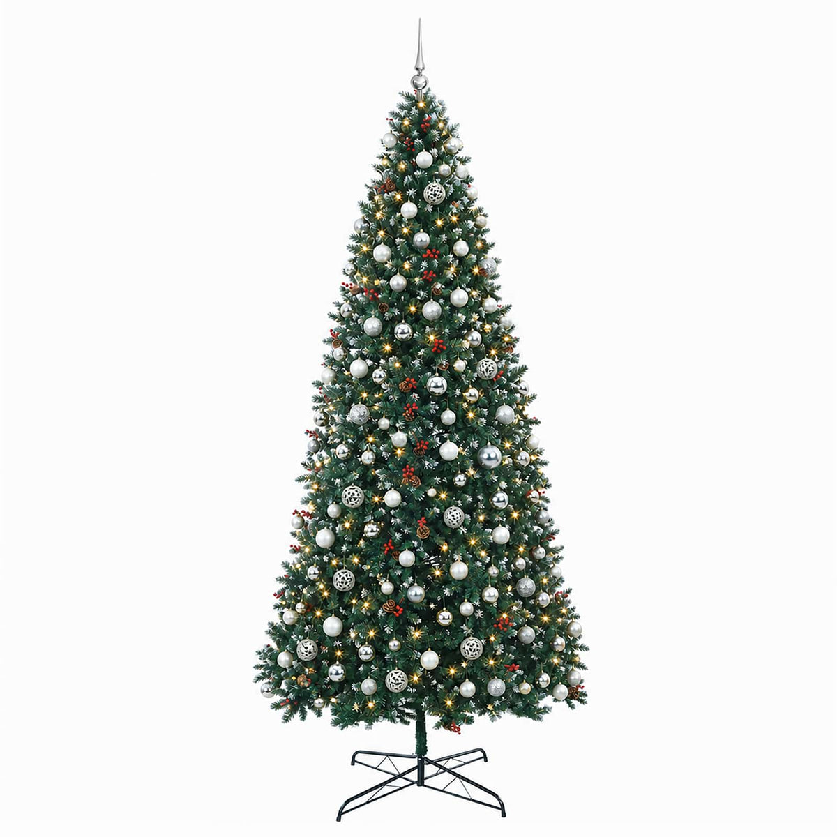 vidaXL Artificial Hinged Christmas Tree with Bauble 400 cm 600 LEDs