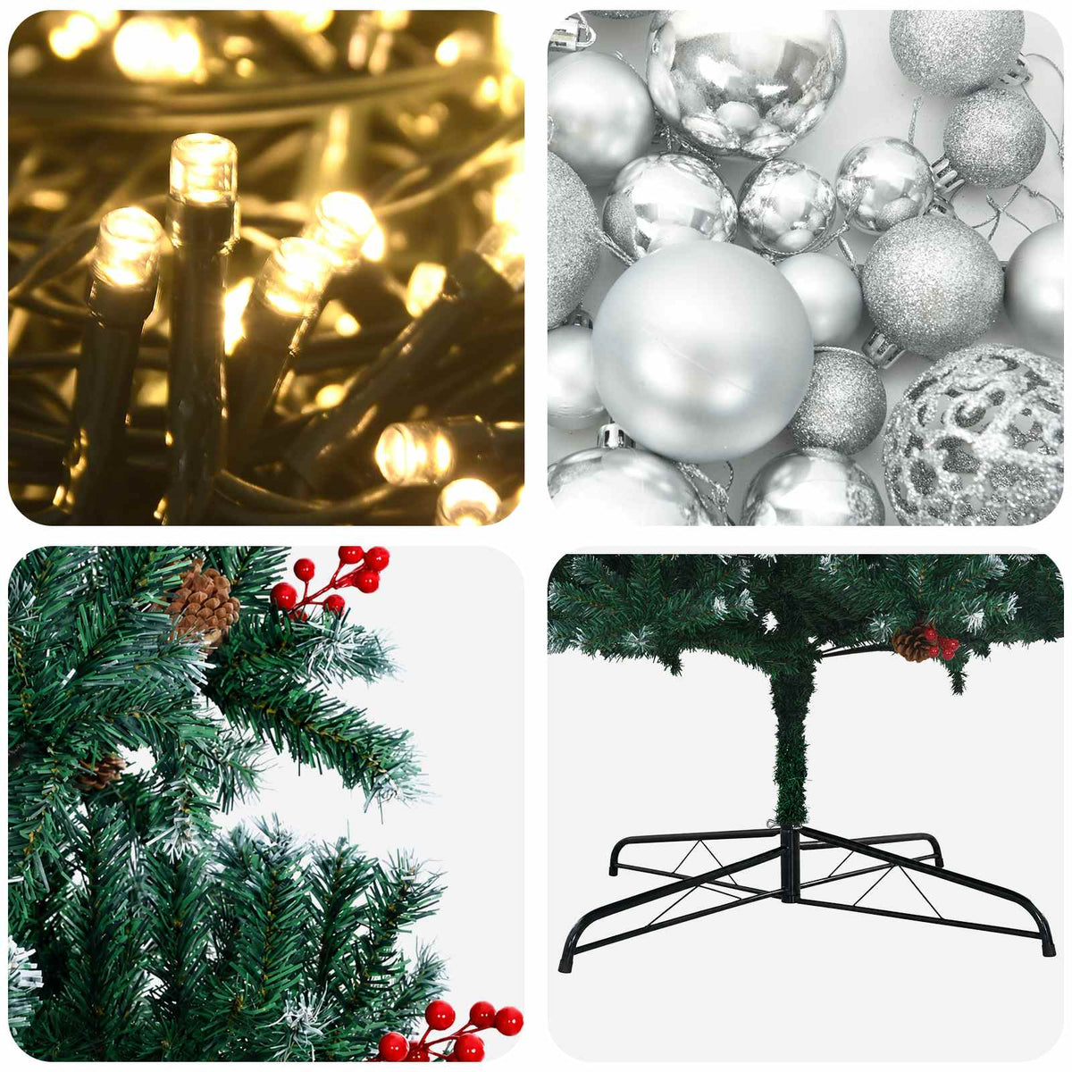 vidaXL Artificial Hinged Christmas Tree with Bauble 500 cm 900 LEDs