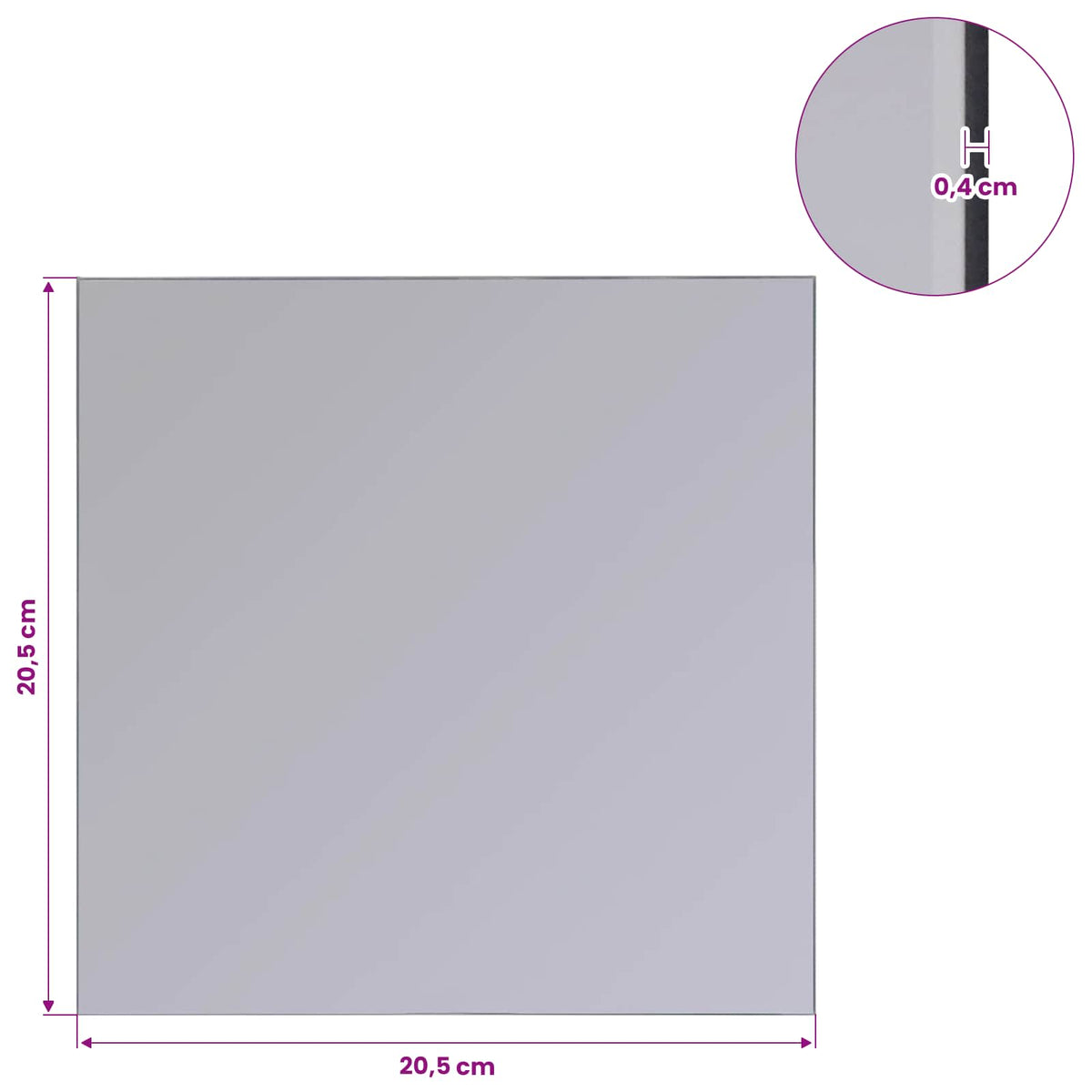 vidaXL Mirrors 8 pcs Silver 20.5 x 20.5 x 0.4 cm High quality glass