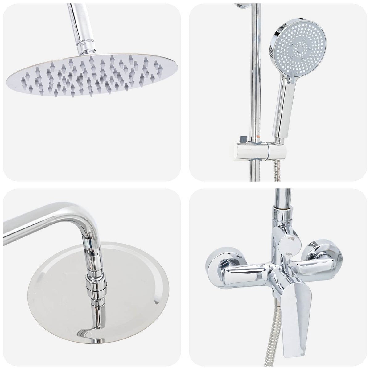 vidaXL Shower System Chrome Stainless Steel 21 x 48 x 112 cm