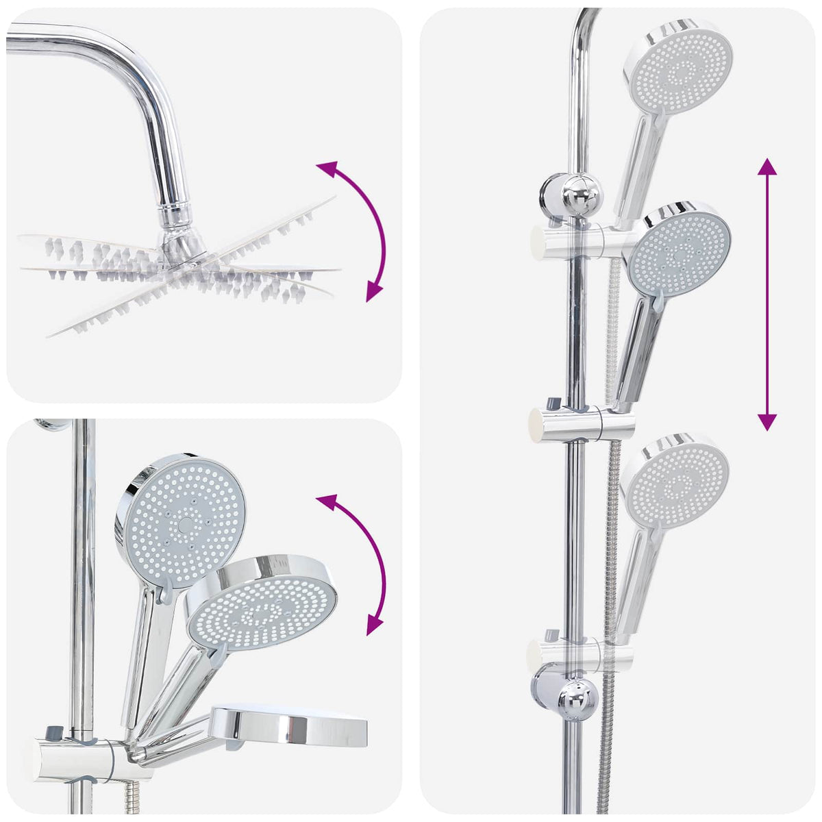 vidaXL Shower System Chrome Stainless Steel 21 x 48 x 112 cm