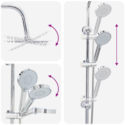 vidaXL Shower System Chrome Stainless Steel 21 x 48 x 112 cm