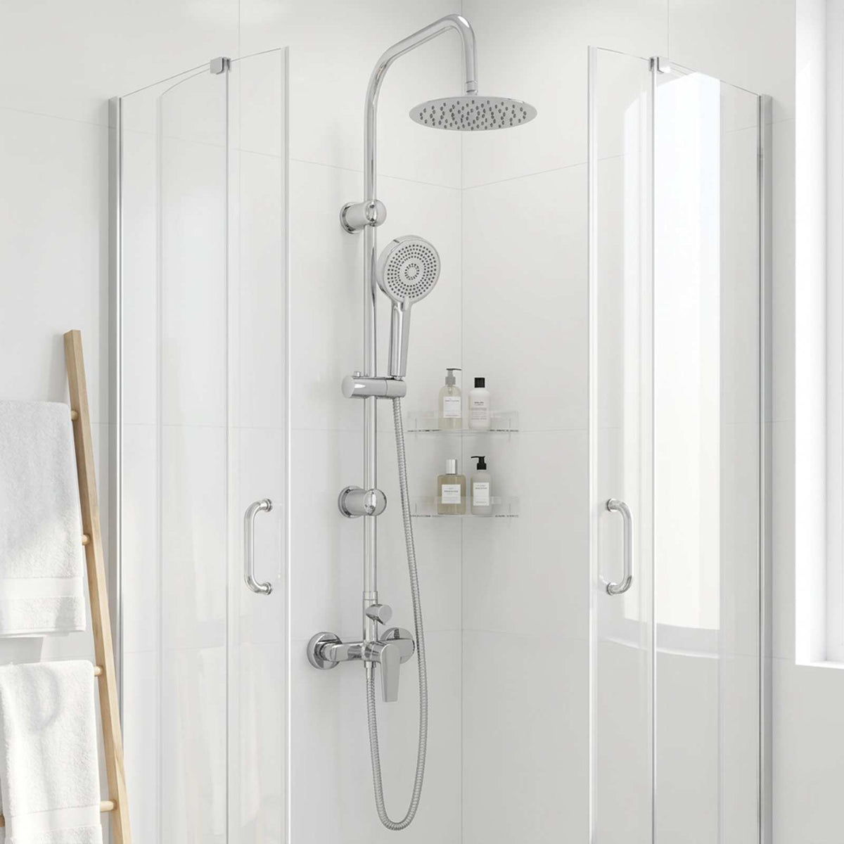 vidaXL Shower System Black Stainless Steel 21 x 48 x 112 cm