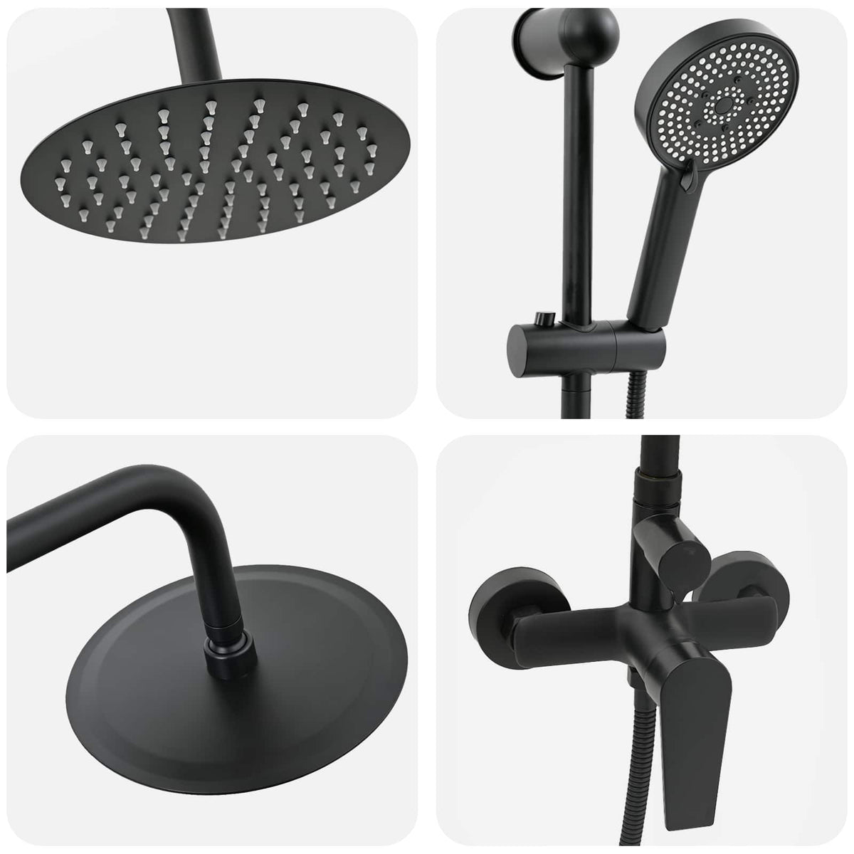 vidaXL Shower System Black Stainless Steel 21 x 48 x 112 cm