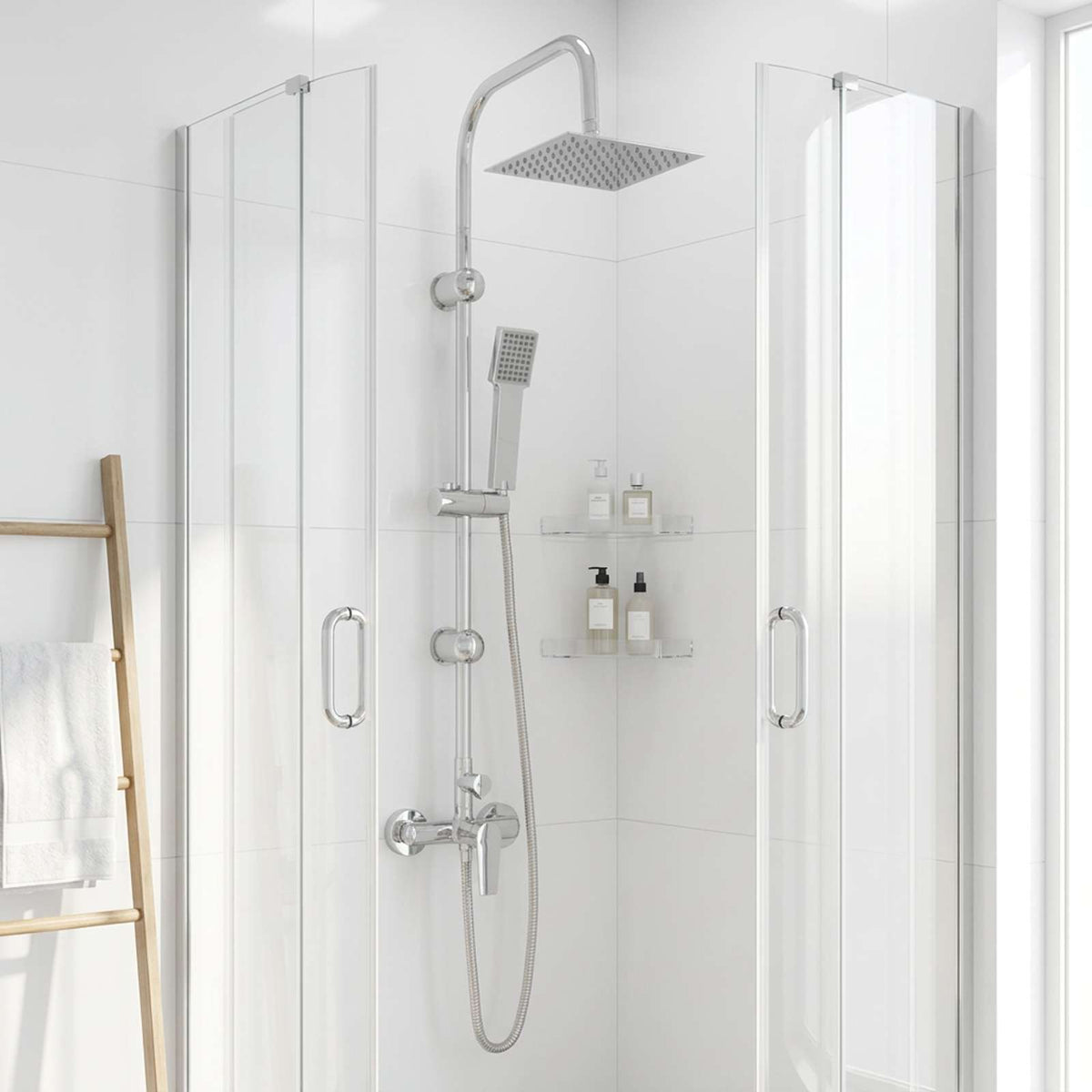 vidaXL Shower System Chrome Stainless Steel 21 x 48 x 112 cm
