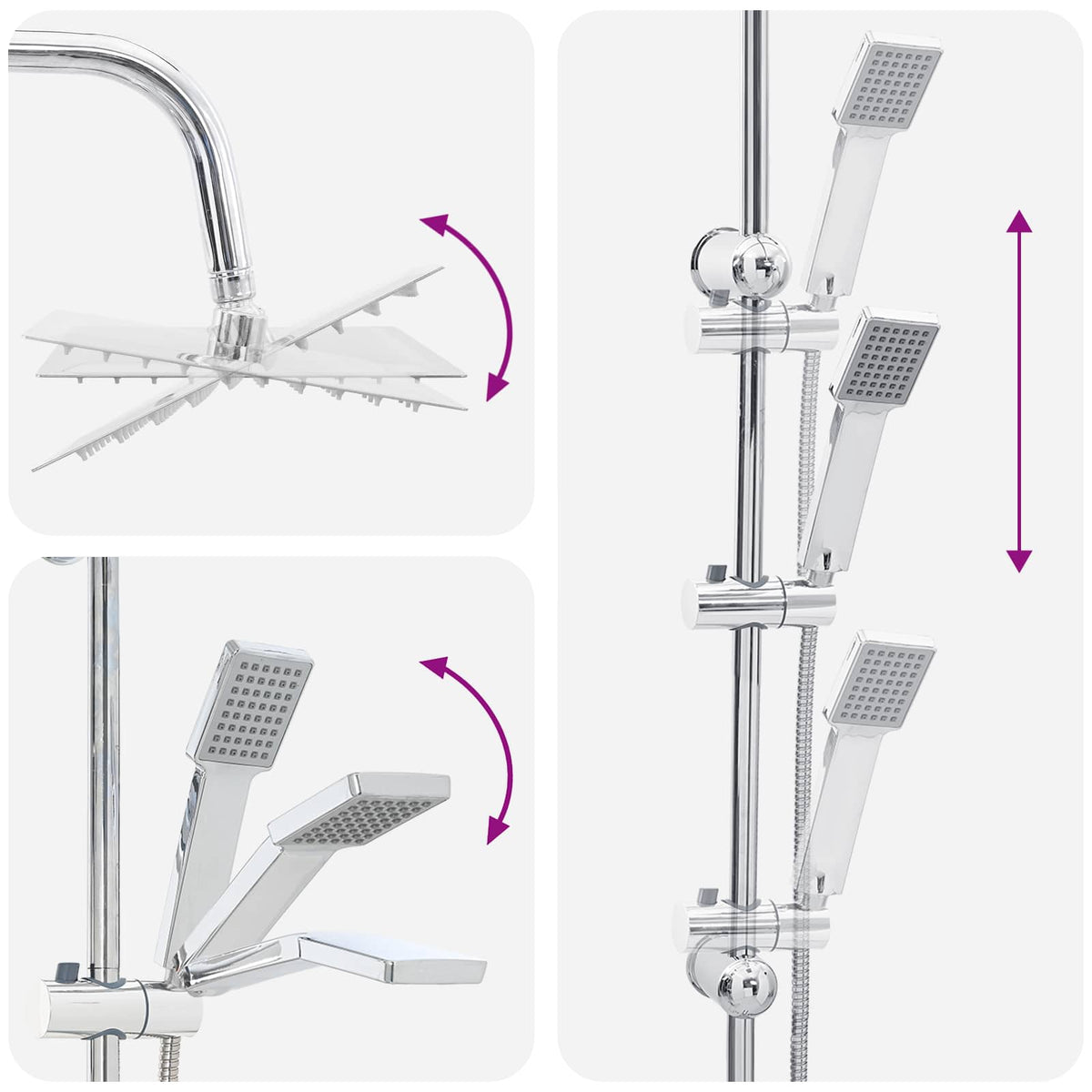 vidaXL Shower System Chrome Stainless Steel 21 x 48 x 112 cm