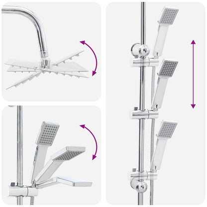 vidaXL Shower System Chrome Stainless Steel 21 x 48 x 112 cm