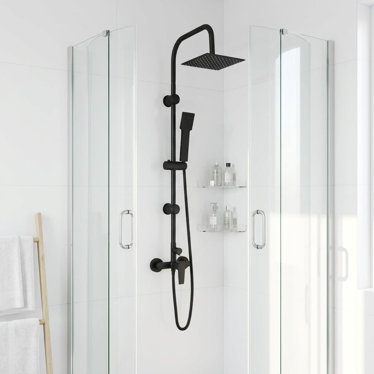 vidaXL Shower System Black Stainless Steel 21 x 48 x 112 cm