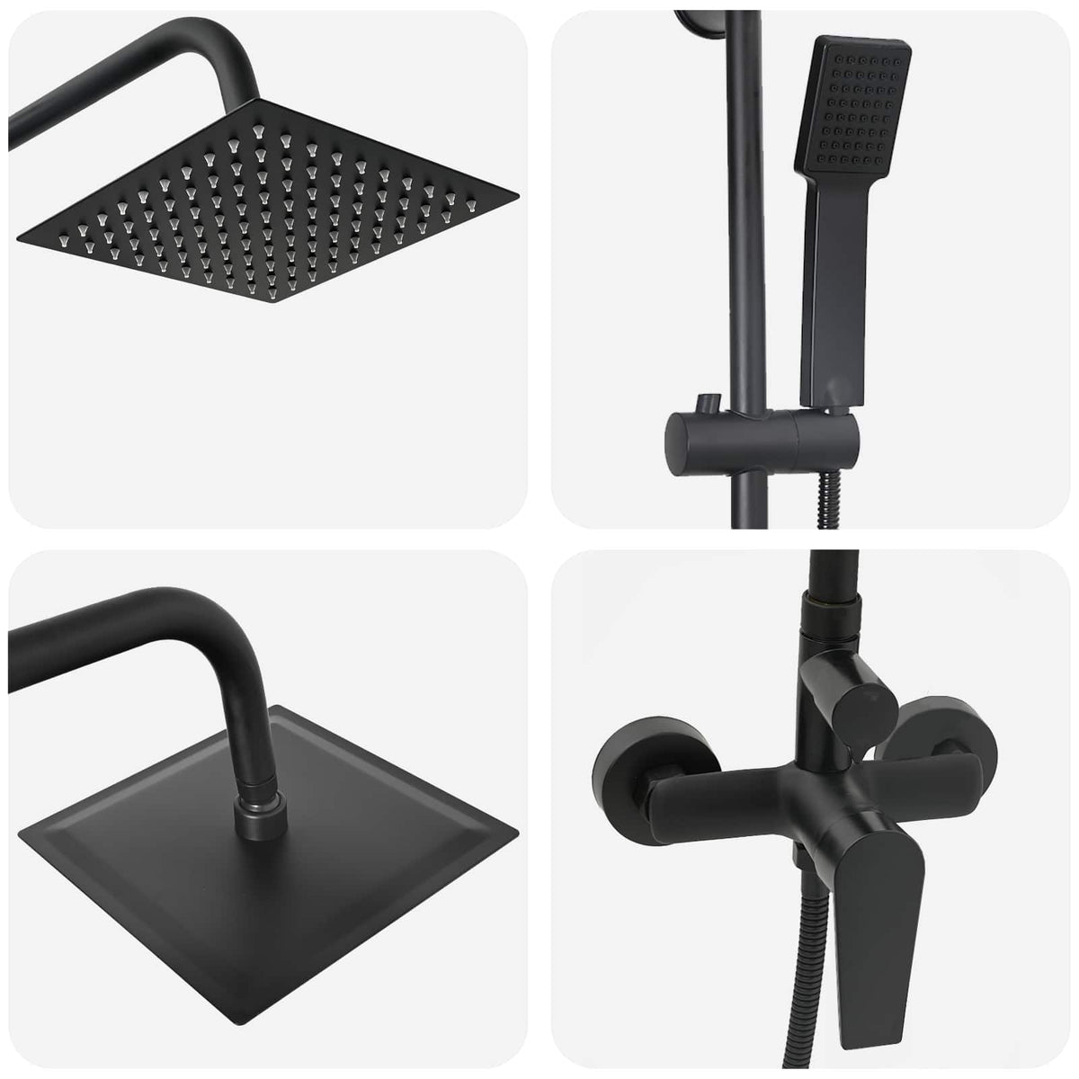 vidaXL Shower System Black Stainless Steel 21 x 48 x 112 cm
