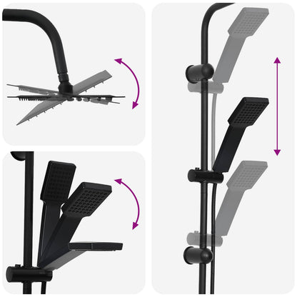 vidaXL Shower System Black Stainless Steel 21 x 48 x 112 cm