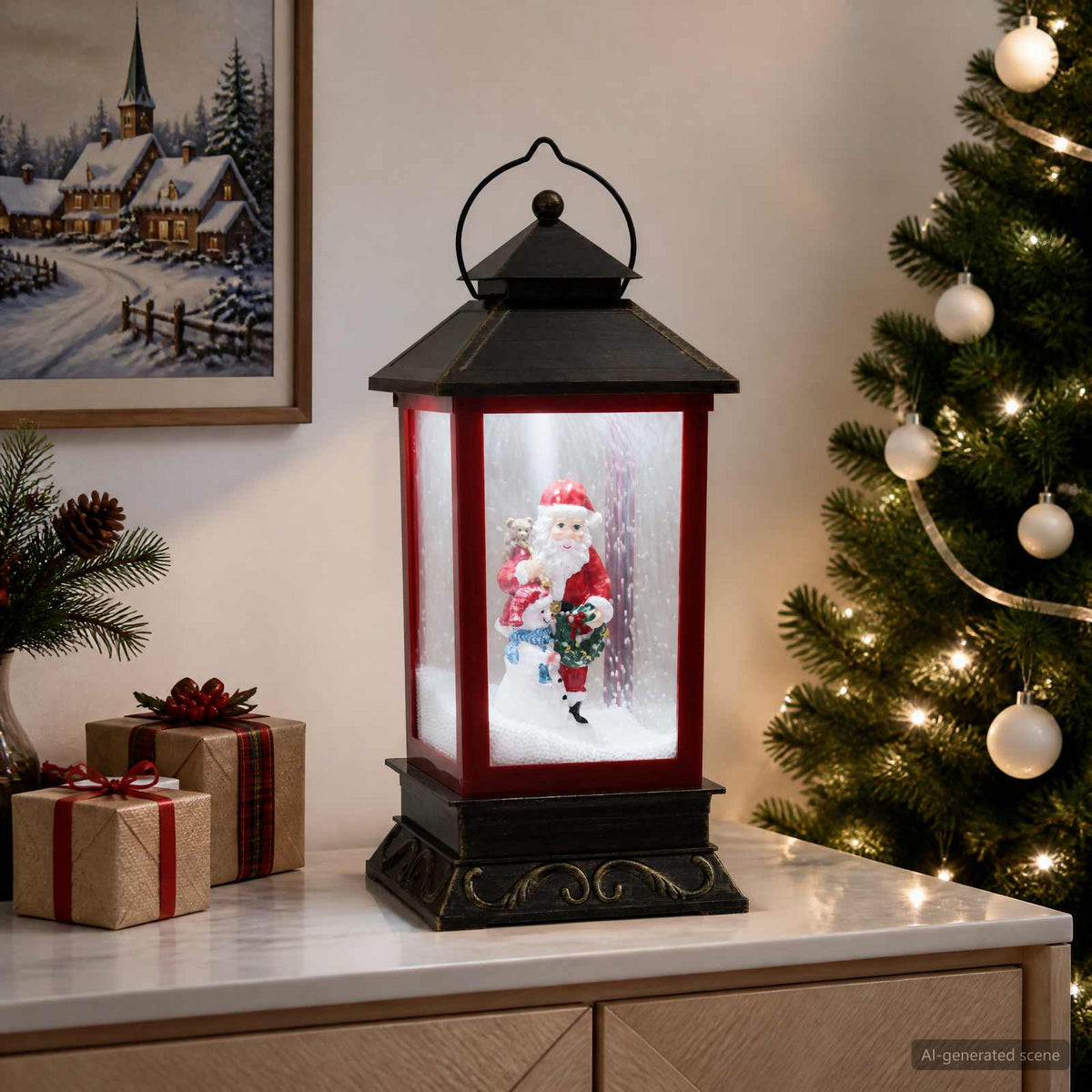 vidaXL Christmas Lantern ESPOO Cold White 17.5 x 17.5 x 41 cm