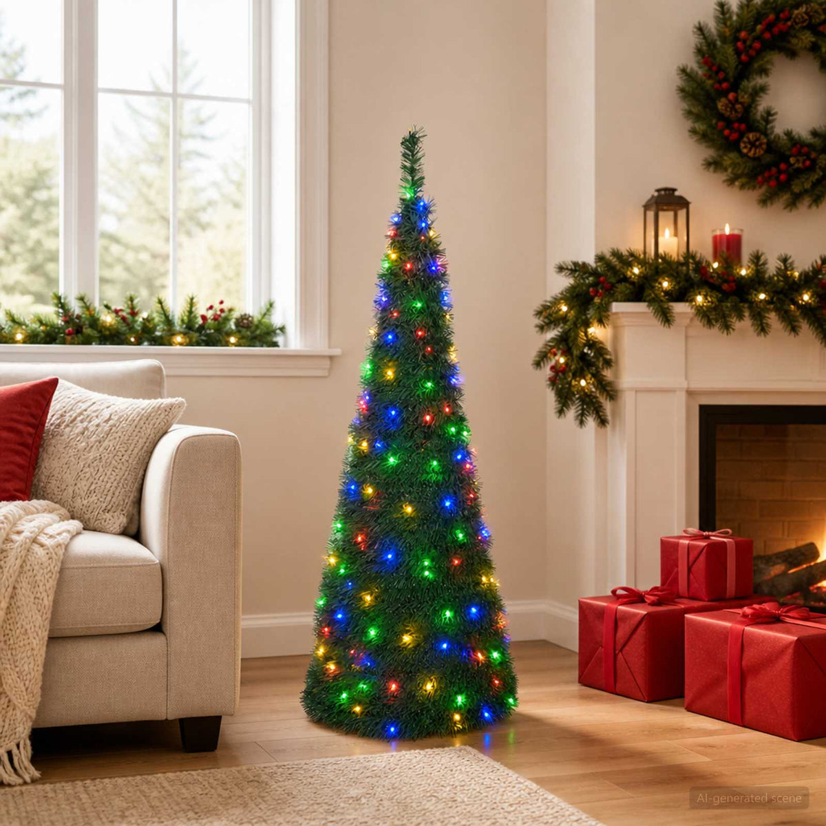 vidaXL Pop Up LED Christmas Tree 120 cm 50 LEDs PVC Green