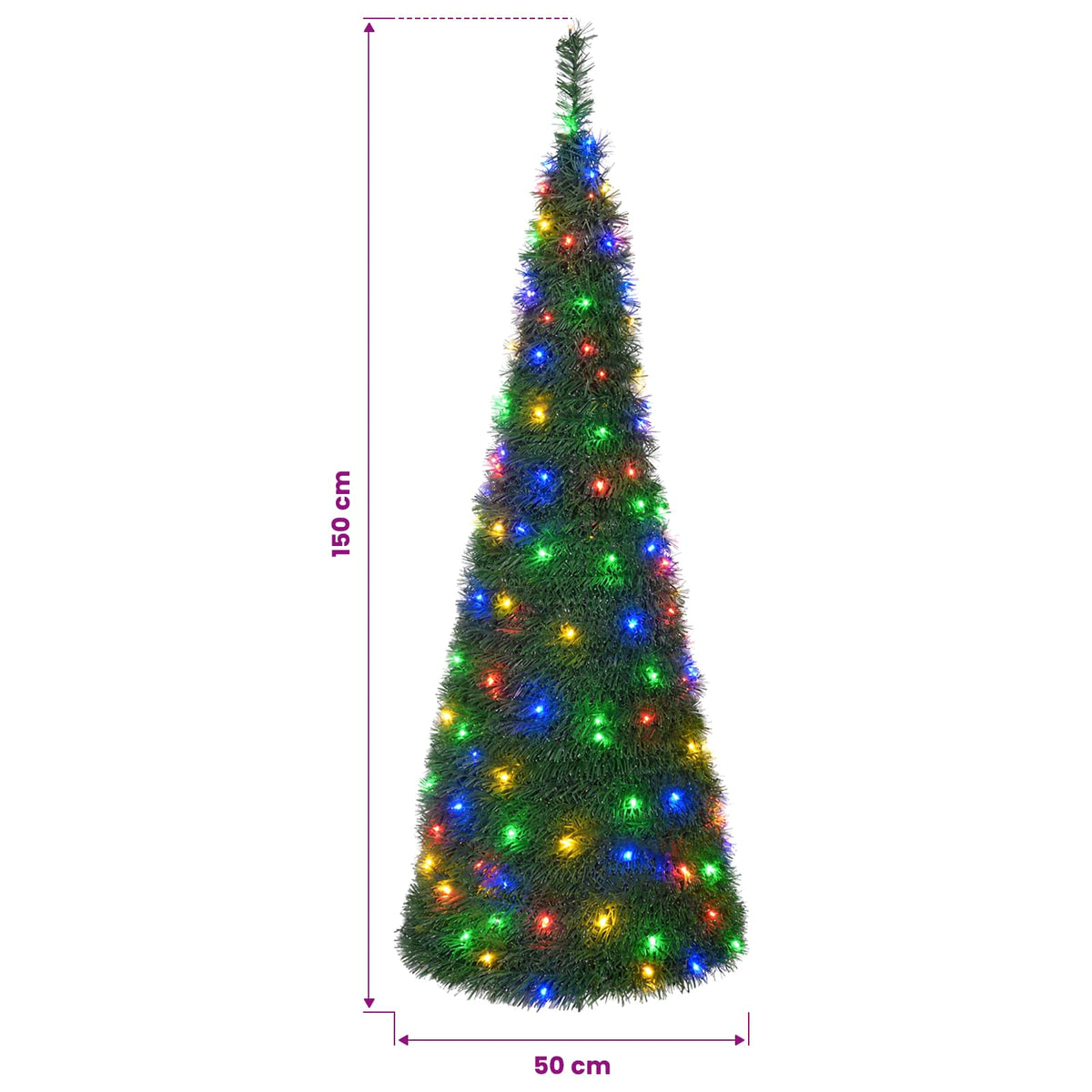 vidaXL Pop Up LED Christmas Tree 150 cm 100 LEDs PVC Green