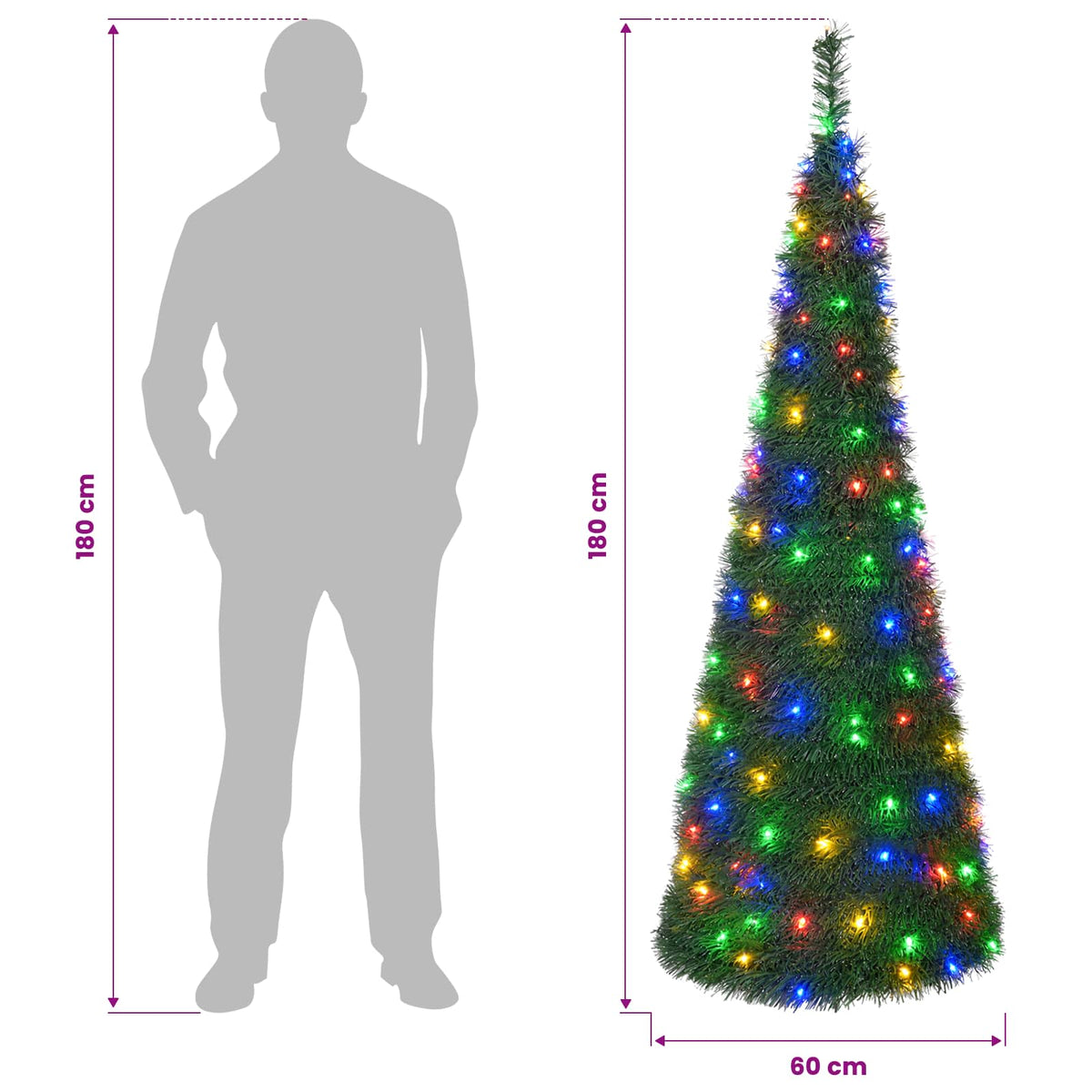 vidaXL Pop Up LED Christmas Tree 180 cm 150 LEDs PVC Green