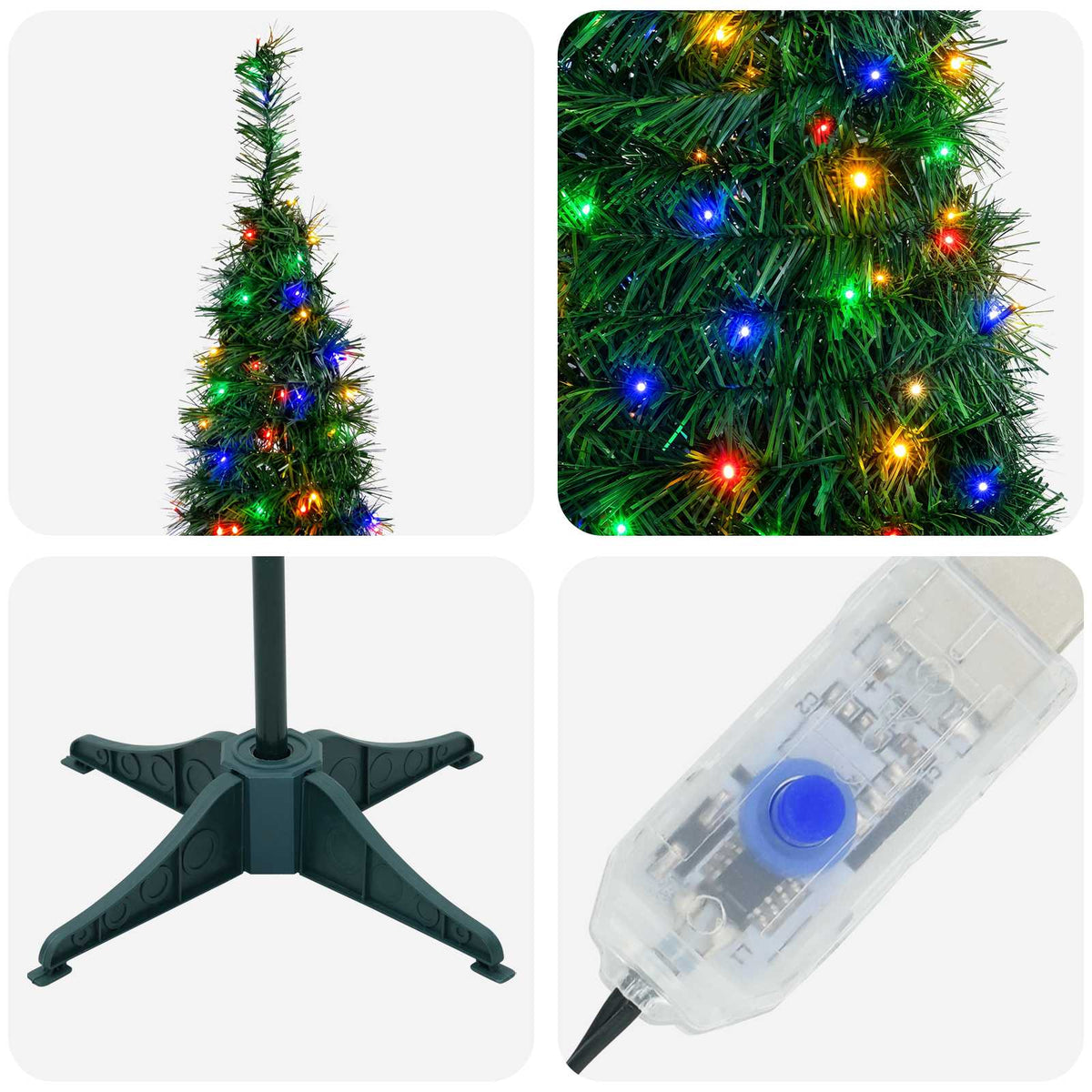 vidaXL Pop Up LED Christmas Tree 210 cm 200 LEDs PVC Green