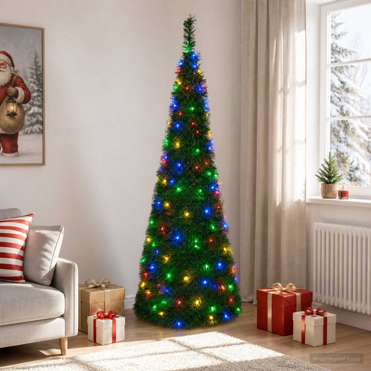 vidaXL Pop Up LED Christmas Tree 210 cm 200 LEDs PVC Green