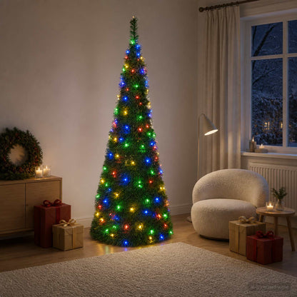 vidaXL Pop Up LED Christmas Tree 210 cm 200 LEDs PVC Green