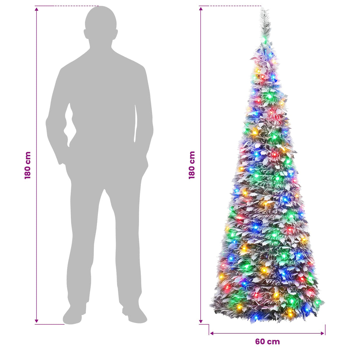vidaXL Pop Up LED Christmas Tree 180 cm 150 LEDs PVC Green and white